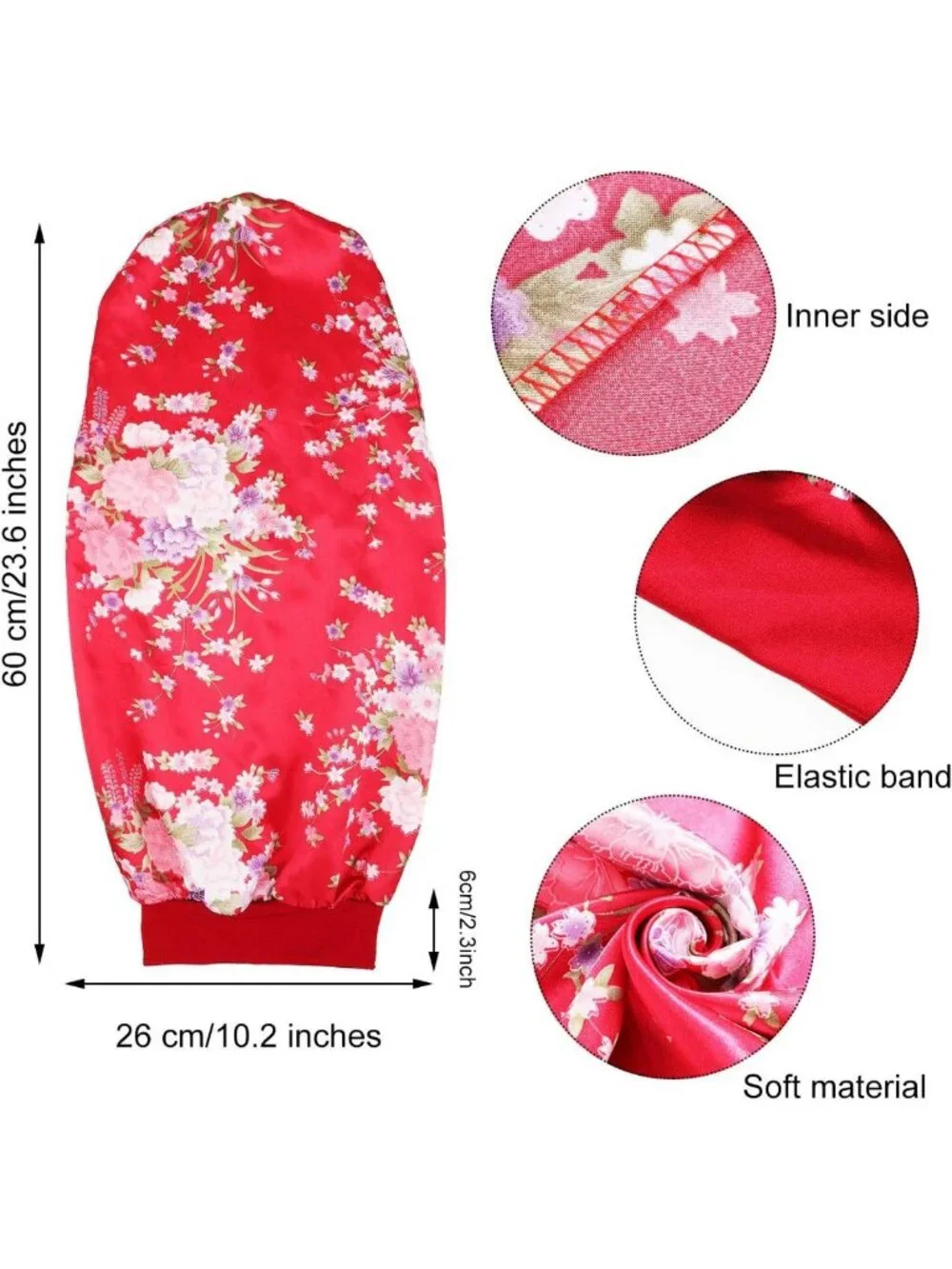 6 Pcs Long Satin Hair Bonnet Set for Sleeping, Stylish Print, Hair Protection